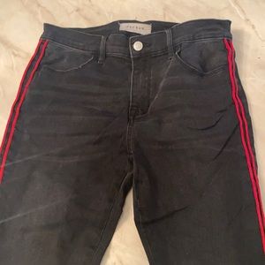 Black with red striped jeggings